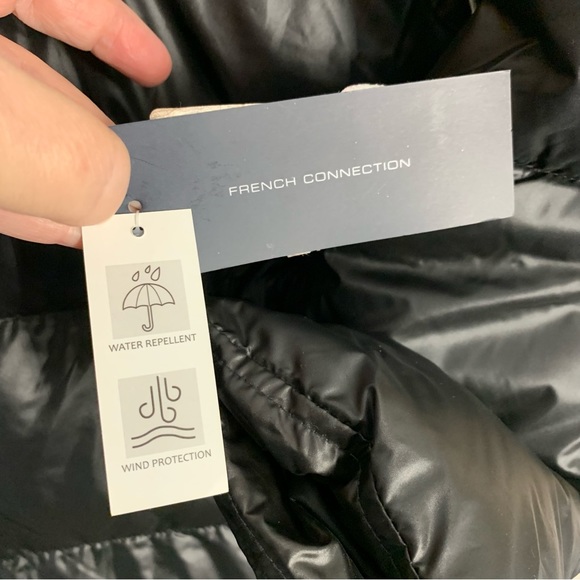 French Connection Black Hooded Puffer Coat Jacket Size Medium NWT - Picture 8 of 9